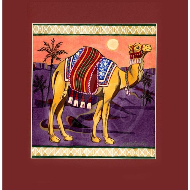 Matted Original Desert Camel Painting, by Kathleen Ney For Sale - Image 4 of 4