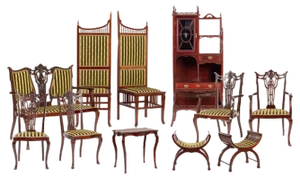Art Nouveau Chippendale Living Room Set, Set of 11