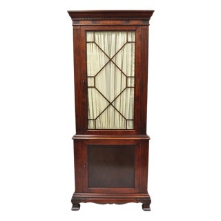 Vintage Georgian Style Mahogany Corner Cabinet China Cabinet With Glass Door For Sale