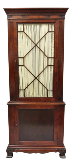Vintage Georgian Style Mahogany Corner Cabinet China Cabinet With Glass Door