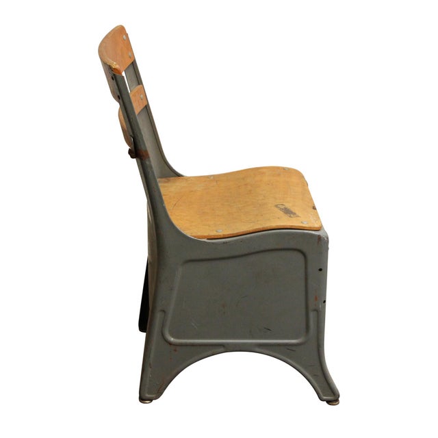 Wood Vintage Cooper Center Child's School Chair With Cubby For Sale - Image 7 of 9