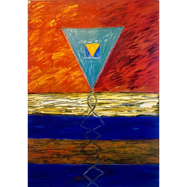 Joan Kahn, Joan Kahn Rome Vibrant Bold Color Abstract Expressionist Modernist Oil Painting, 1987 For Sale