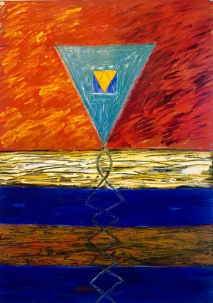 Joan Kahn, Joan Kahn Rome Vibrant Bold Color Abstract Expressionist Modernist Oil Painting, 1987