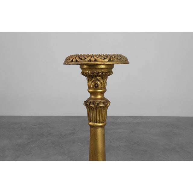 Wood 19th Century Giltwood Pedestals with Plaster Decoration, France, Set of 2 For Sale - Image 7 of 16