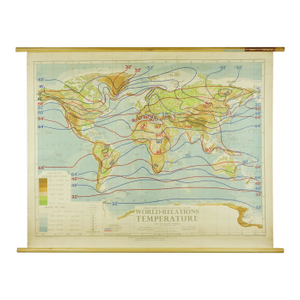 1950s Philips Series of Wall Atlases World Relations Temperature