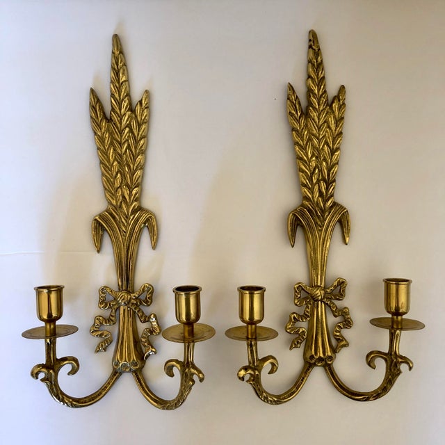 Vintage Brass Sheaf of Wheat Candle Sconces a Pair Chairish