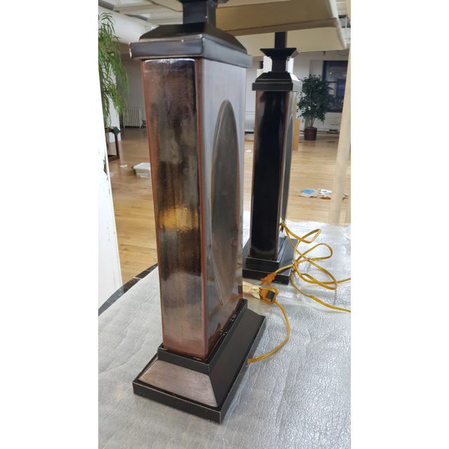Brown Maitland Smith Table Lamps - A Pair For Sale - Image 8 of 11