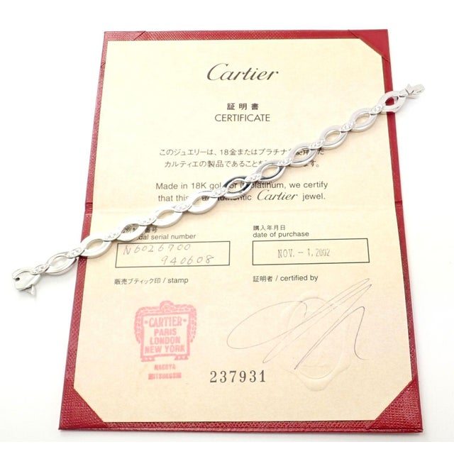 Metal Cartier 18K White Gold Diamond Diadea Link Bracelet Certificate For Sale - Image 7 of 11