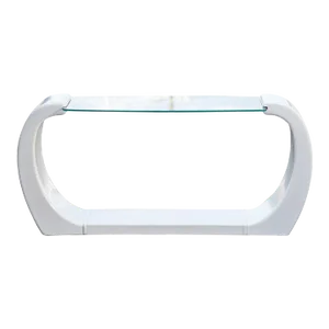 White Lacquered Scroll Glass Top Console Table