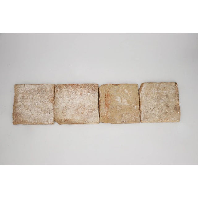 Brown 18th Century Antique Portuguese Strip of Four Brown and Blue Spongeware Tiles For Sale - Image 8 of 9