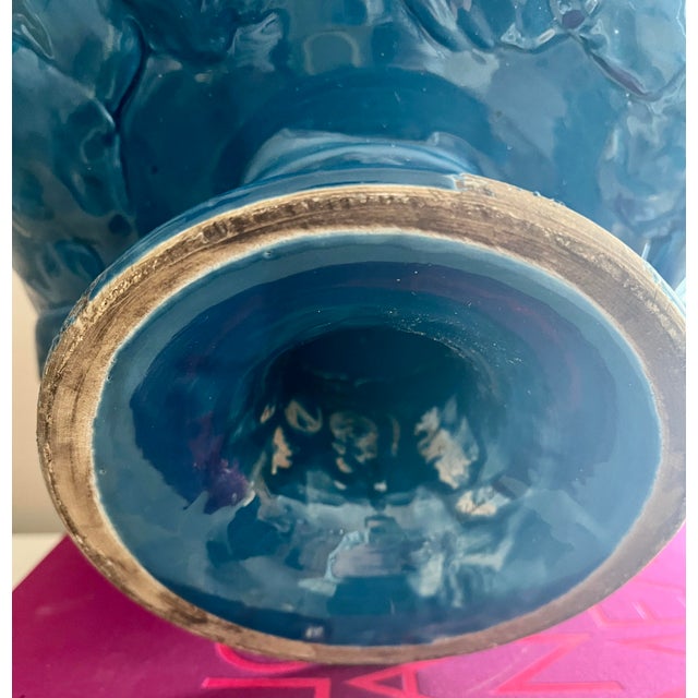 2020s Italian Hand-Thrown Majolica Artichoke Pedestal Bowl – Blue For Sale - Image 5 of 8