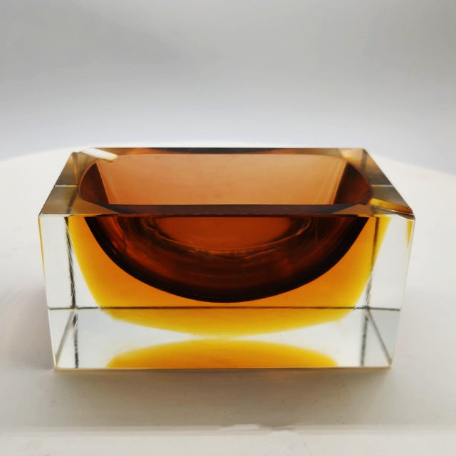 Rectangular Ashtray in Murano Glass attributed to Flavio Poli for Seguso, 1960s For Sale - Image 3 of 10