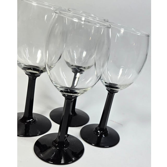 Black Gothic Black Pillar Stem Goblets- Set of Four For Sale - Image 8 of 10