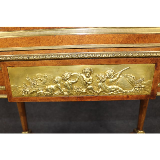 French Rouge Marble Jewelery Quality Bronze Secretary Desk by Jules Piret For Sale - Image 3 of 17