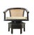 Mid 20th Century Vintage Hollywood Regency Black Lacquer Swivel Chair With Cane Back For Sale - Image 5 of 18