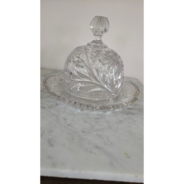 Mid 20th Century Vintage Imperial Glass Cosmos-Pattern Crystal Covered Butter Dish For Sale - Image 5 of 16