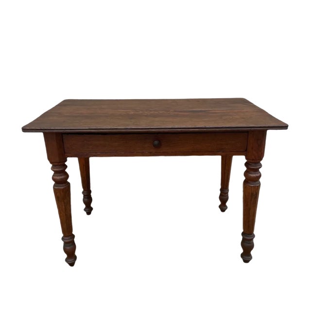 Louis Philippe Bistro Table with 1 Drawer in Oak For Sale
