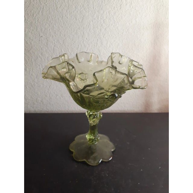 This is an EXQUISITE Vintage Fenton Cabbage Rose Pattern 6" Ruffled Pedestal Compote. Procured at auction BOX 30