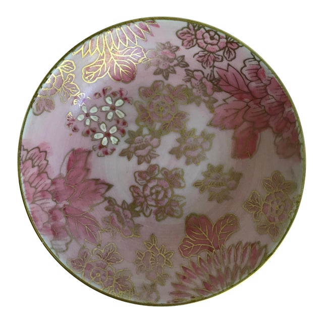 Mid 20th Century Dorothy C. Thorpe Pink and Gold Cachepot Jewelry Bowl For Sale
