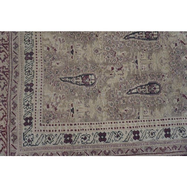 Beige 1900s Beige Paisley Floral Room Size Antique Knotted Wool Indian Agra Carpet Rug For Sale - Image 8 of 10