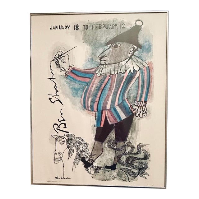"January 18 to February 12" Exhibition Poster of Jester on Horse by Ben Shahn For Sale