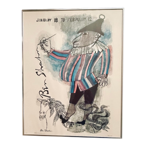 "January 18 to February 12" Exhibition Poster of Jester on Horse by Ben Shahn