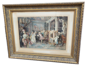 C Fabini, Carrier Chair, Late 19th Century, Watercolor, Framed
