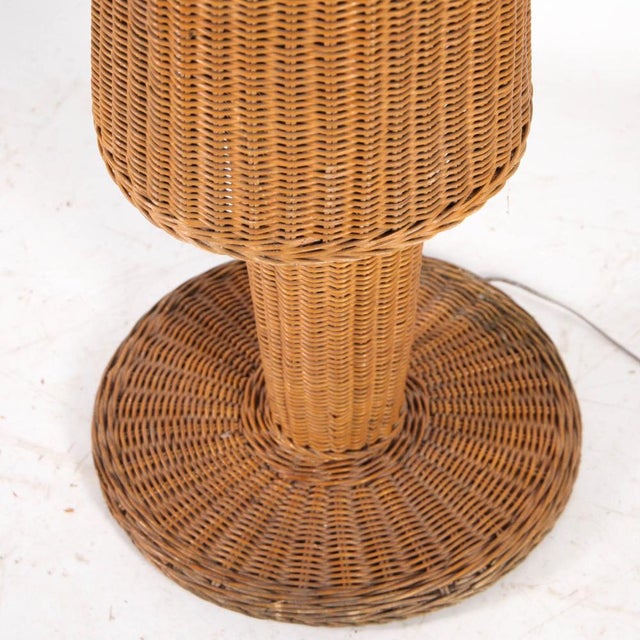 Wood Large Wicker Floor Lamp, 1970s For Sale - Image 7 of 8