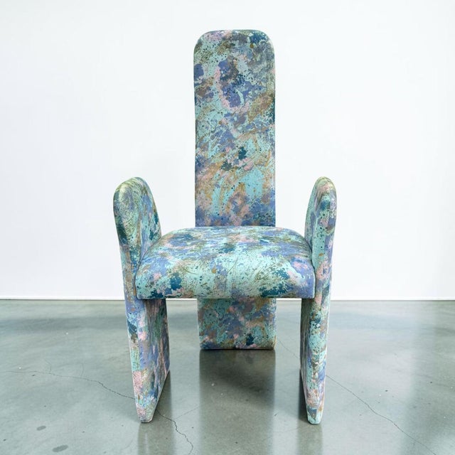 Postmodern Sculptural High-Back Dining Chairs in Abstract Upholstery, Set of 6 For Sale - Image 12 of 15