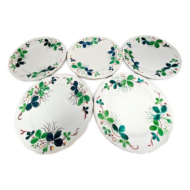 Ceramic 1850s Lebeuf Milliet Creil Et Montereau “Fraise” George Sand Dessert Plates - Set of 10 For Sale - Image 7 of 17