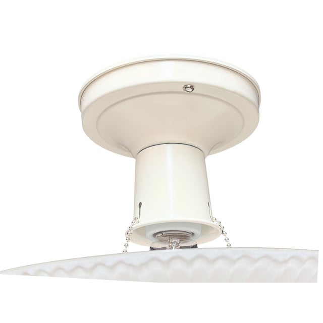 Semi Flush 1930s Ceiling Light With a Pink Glass Bowl Antique White Painted Fixture For Sale In Los Angeles - Image 6 of 6