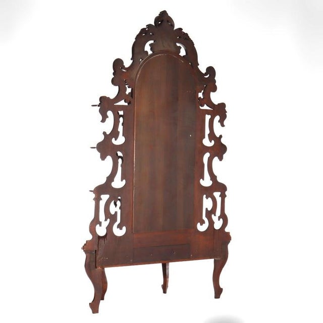 Antique Rococo Revival Carved Walnut Rouge Marble Top Pier Mirror C1890 For Sale - Image 18 of 18