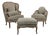 Louis XV Style 3 Piece Upholstered Chaise Lounge Chair Set For Sale