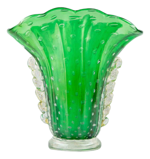 Art Deco Vase in Light Green Murano Glass by Barovier and Toso, Italy, 1930s