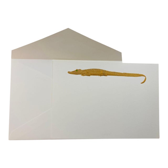 Cartier Luxury Iconic Crocodile Gold Design Card and Envelope Desk Stationery For Sale
