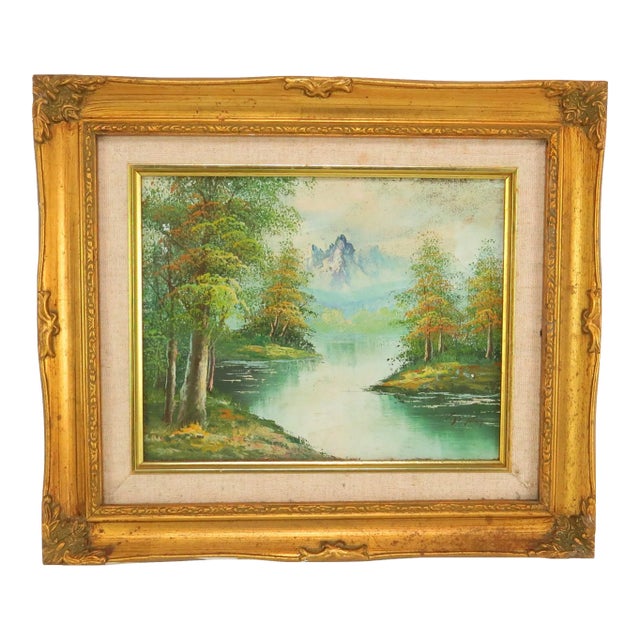 Vintage Oil on Board Realism Landscape in Gilt Frame - Artist Signed For Sale