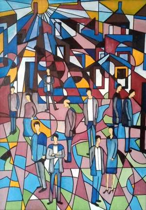 Summer In The City' Contemporary Figurative Oil Painting by Christopher Barrow 2016