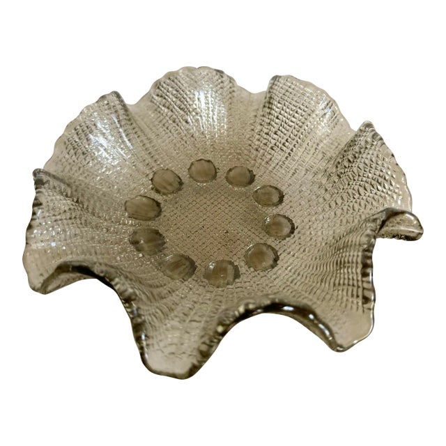 Vintage Smoked Glass Dish/Catchall For Sale