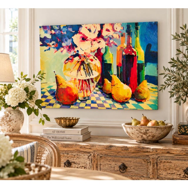 Robert Burridge Original Painting, “Still Life With Wine and Pears,” 2003 For Sale In Panama City, FL - Image 6 of 7