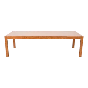 John Widdicomb Mid-Century Modern Burl Wood Parsons Extension Dining Table, Newly Refinished