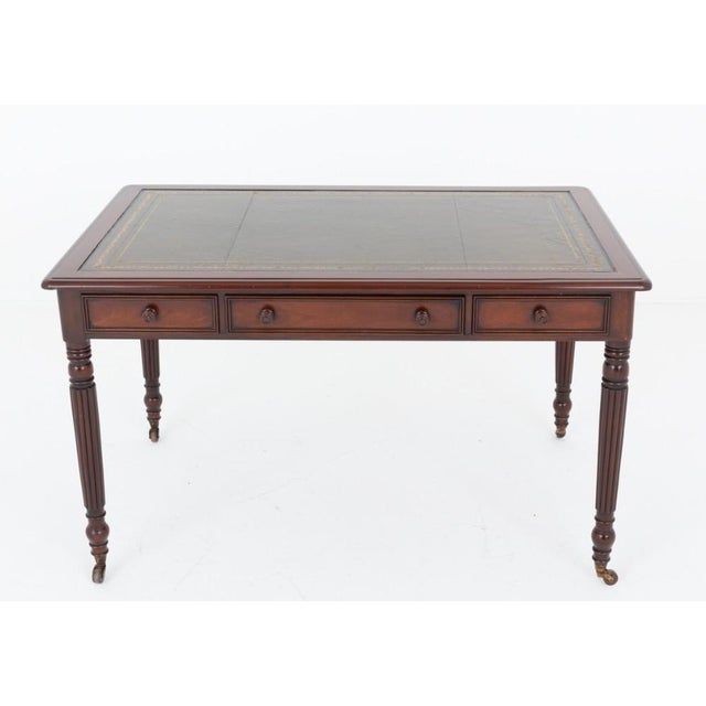 Hollywood Regency Regency Revival Library Table or Desk in Mahogany For Sale - Image 3 of 6