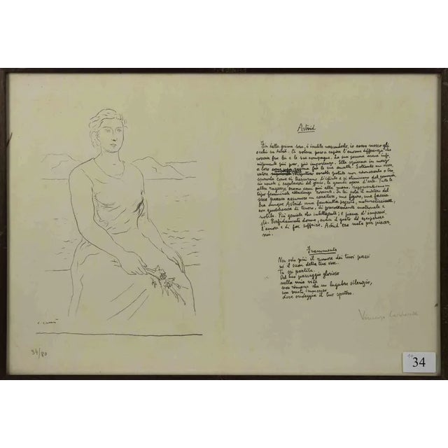 Carlo Carrà, Astrid, Original Lithograph, 1945 For Sale