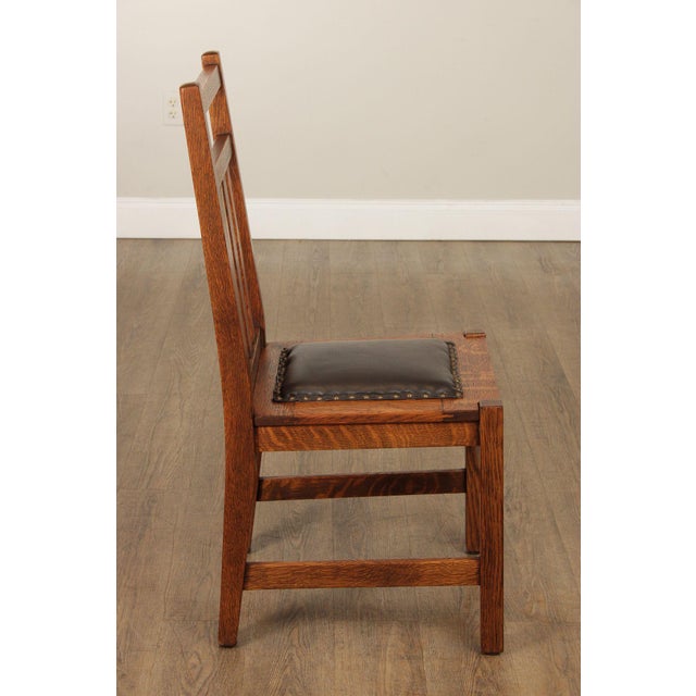 Antique Mission Oak Set of Five Dining Side Chairs For Sale - Image 12 of 12