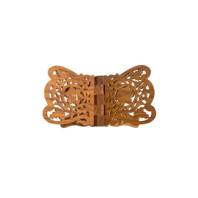 Cabin Vintage Hand Carved Anglo Indian Folk Art Book Stand Easel For Sale - Image 3 of 7