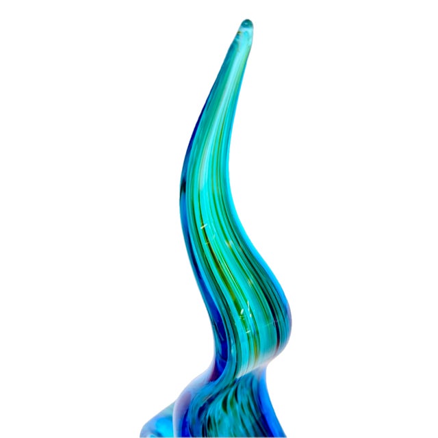 Vintage Green & Blue Abstract Glass Sculpture For Sale In Atlanta - Image 6 of 9
