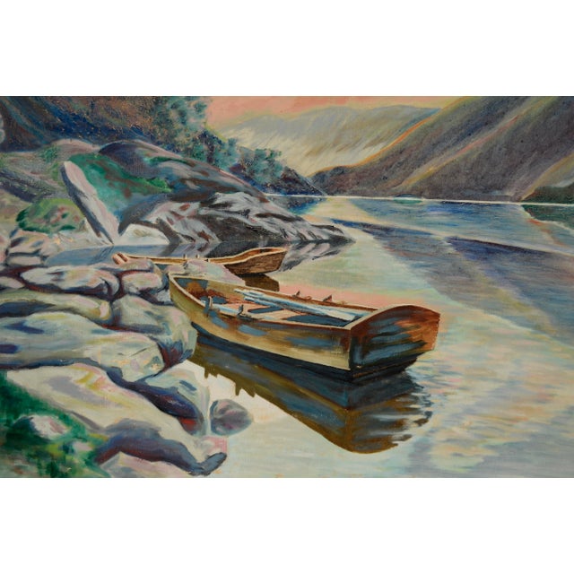 Impressionist Boat and Fjord Scandinavia by Jorgen Hansen Denmark For Sale - Image 3 of 3