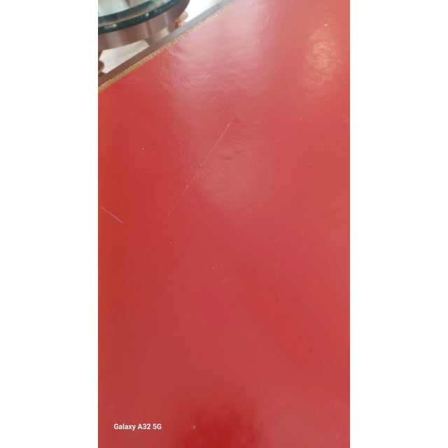 Red Mid 20th Century Vintage Directoire Style Wood and Leather Writing Desk For Sale - Image 8 of 9