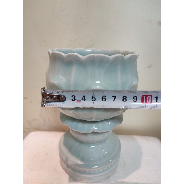 Chinese Ceramic Cup Censer Hand Carved Hutian Ware Celadon Cup For Sale - Image 10 of 15