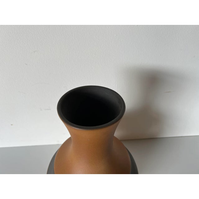 Black Vintage Organic Brown and Black Matte Glaze Ceramic Vase For Sale - Image 8 of 13