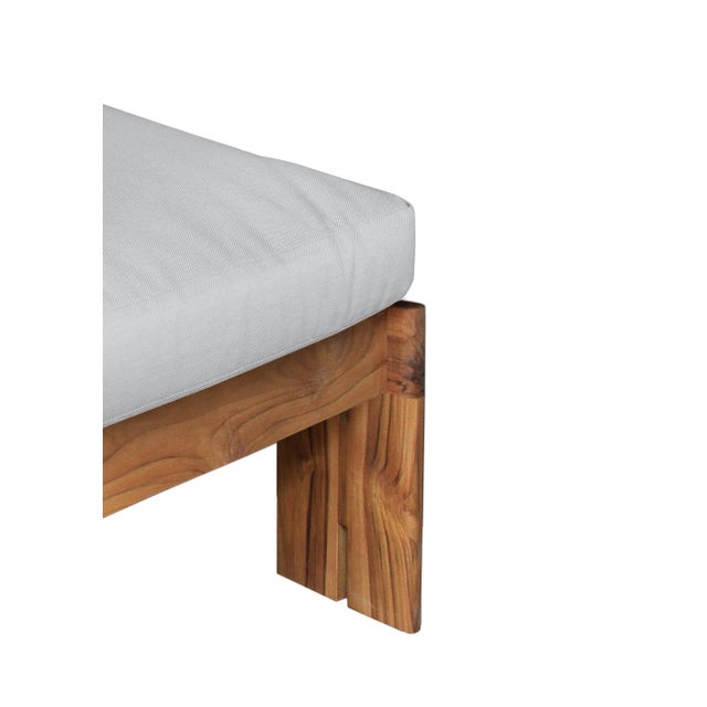 Gray Paradiso Outdoor Teak Chaise - Gray Fabric For Sale - Image 8 of 9